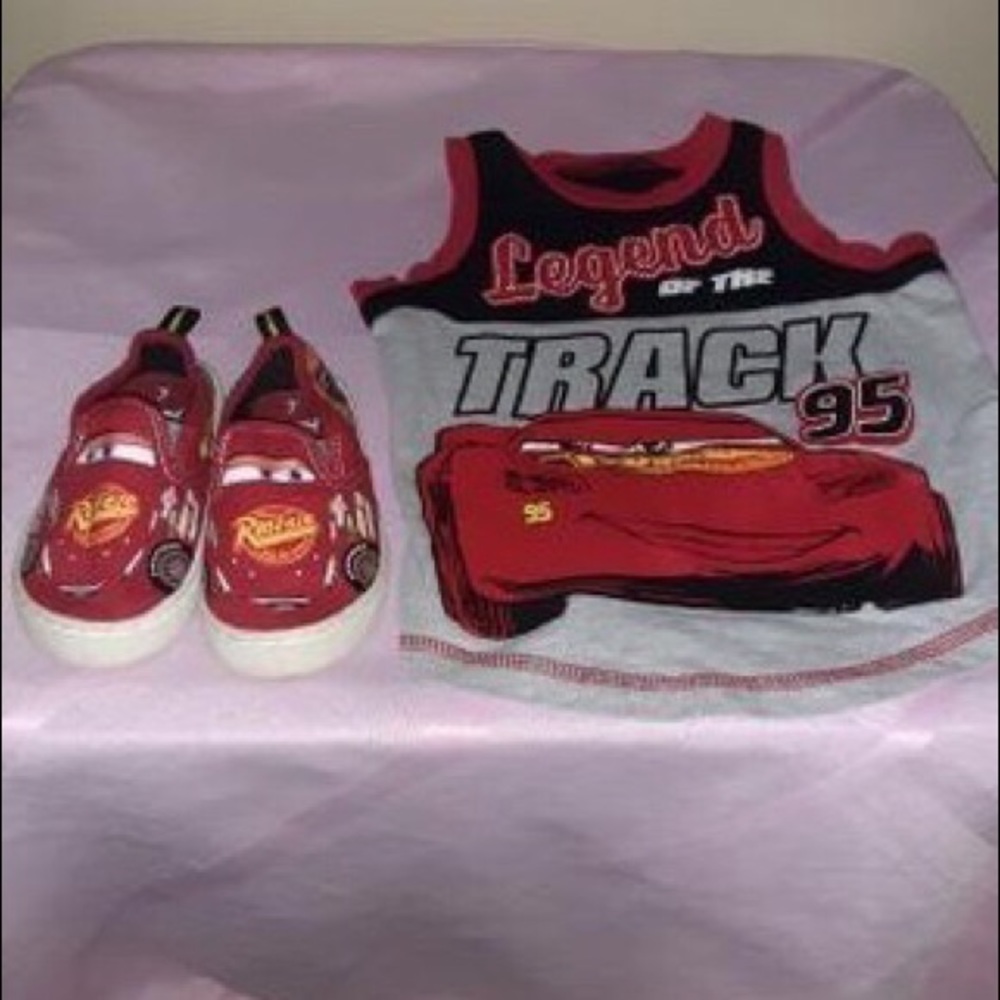 Cars tank top and shoes boys shoe 4/5 and 3t